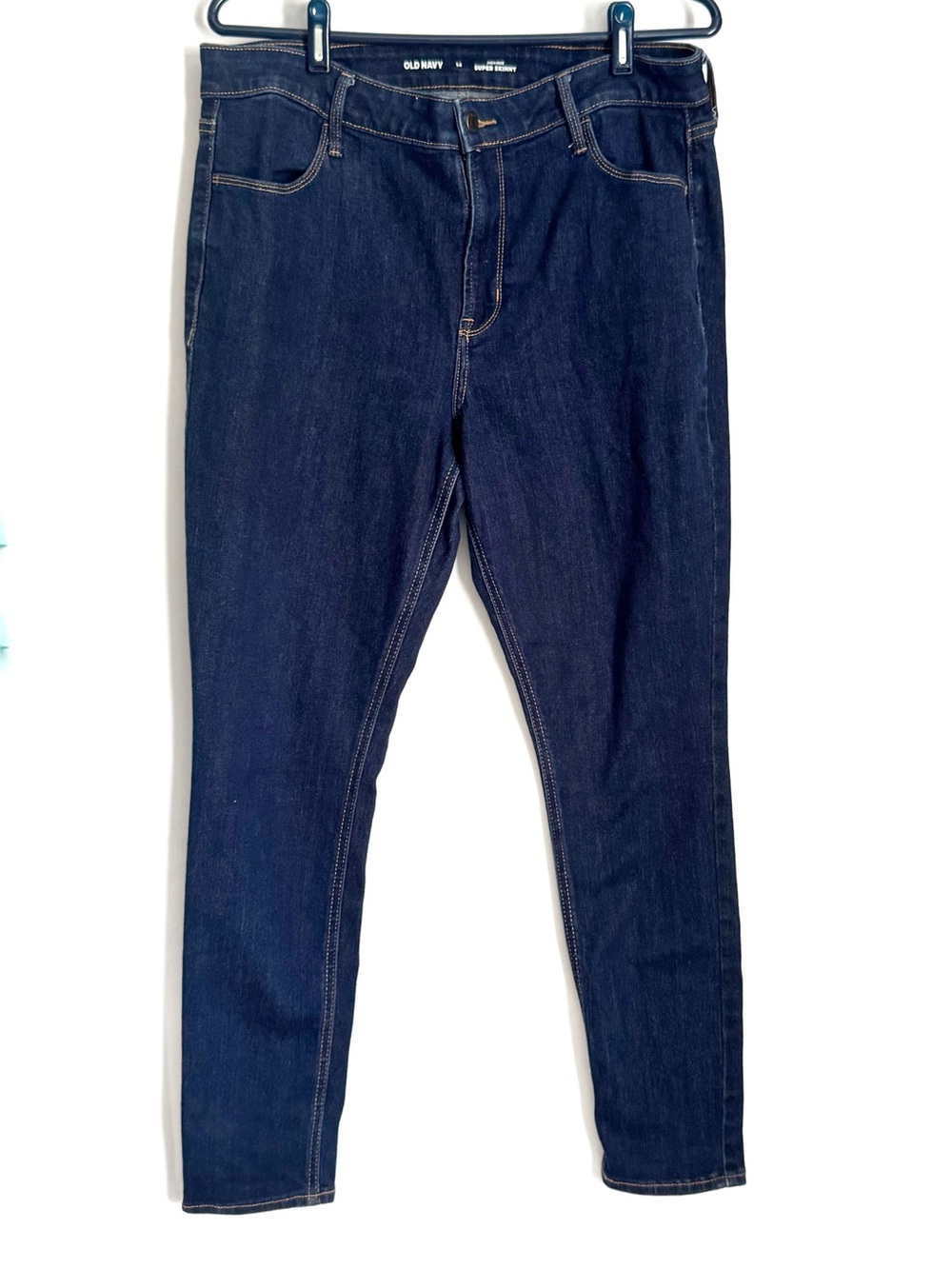 Old Navy Womens High Rise Super Skinny Jeans Dark Wash Size 14 Blue Denim